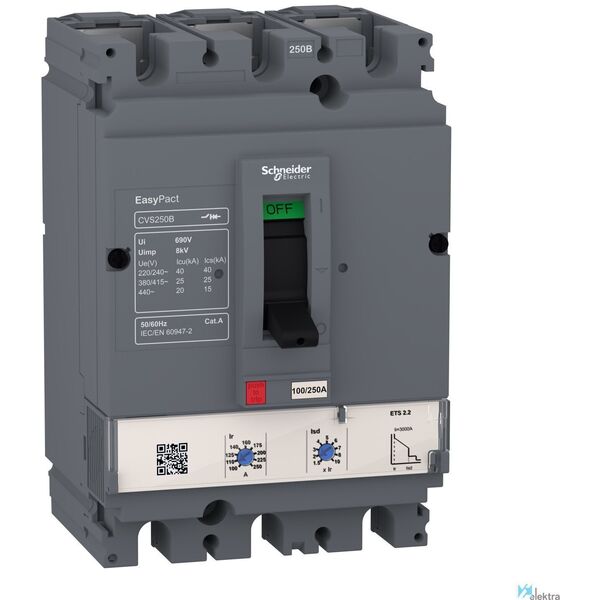 Διακόπτης ισχύος SCHNEIDER LV525505 25 kA Compact CVS απελευθερωτής ETS 2.2 250A 3P 3D