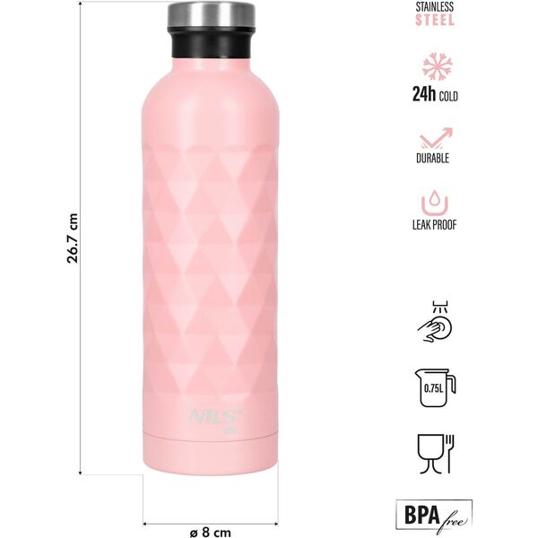 NC3805 BUTELKA TURYSTYCZNA 750ML RÓŻOWA NILS CAMP