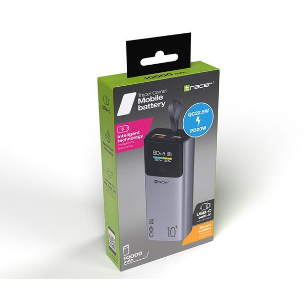 Φορητός Φορτιστής Tracer Comet 10000mAh οθόνη PD+QC (TRABAT47642)