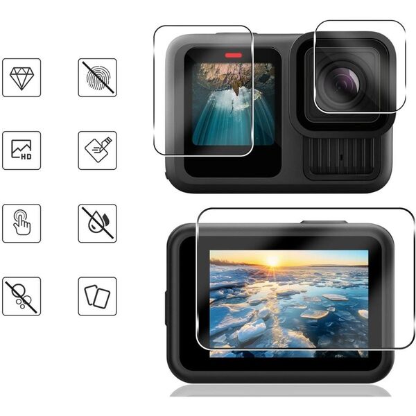 SZKŁO HARTOWANE TECH-PROTECT GLASS FIT+ 2-SET GOPRO HERO 9 / 10 / 11 / 12 CLEAR