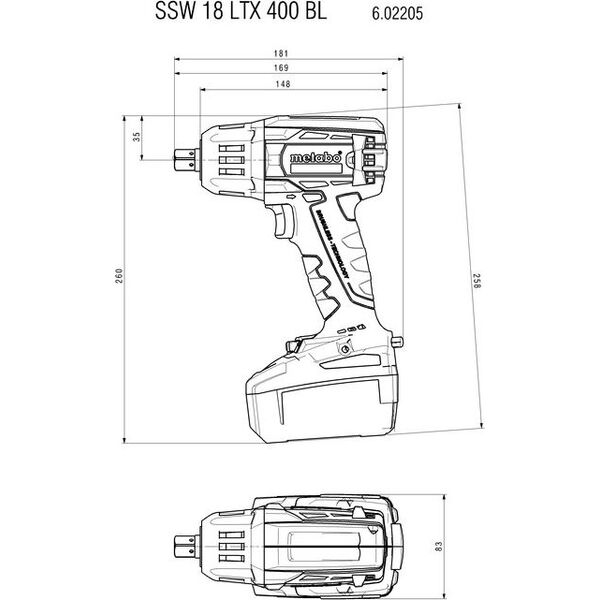 Metabo METABO.KLUCZ UDAROWY SSW 18V LTX 400  BL 1/2" 400Nm 2x5,2Ah