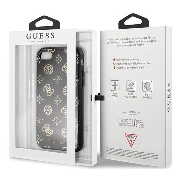 Guess Guess GUHCI8TGGPBK iPhone 7/8 czarny /black hard case Peony G Double Layer Glitter uniwersalny