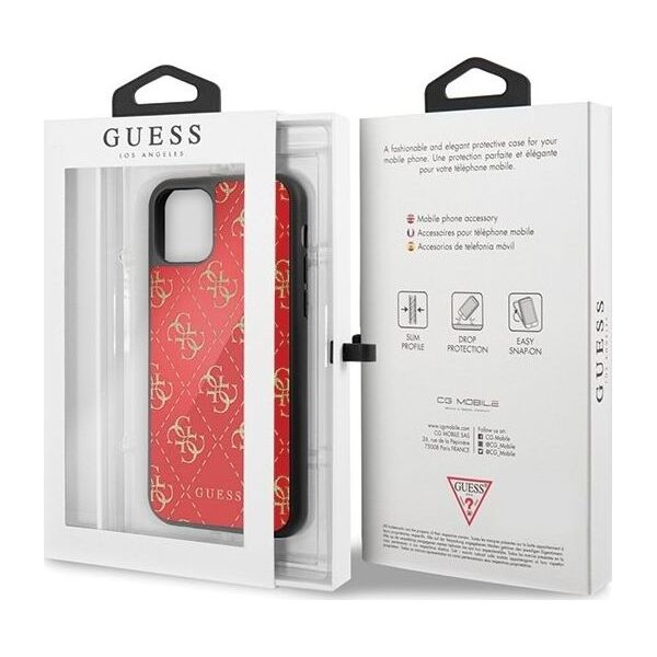 Guess Guess GUHCN584GGPRE iPhone 11 Pro czerwony/red hard case 4G Double Layer Glitter uniwersalny
