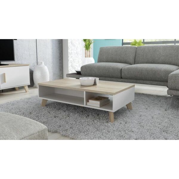 Cama Meble Ława LOTTA 110 biały+ dąb sonoma
