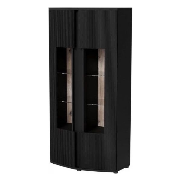 Cama Meble Witryna 2D MICHELLE 86x35-47xH180 czarny/dąb viking