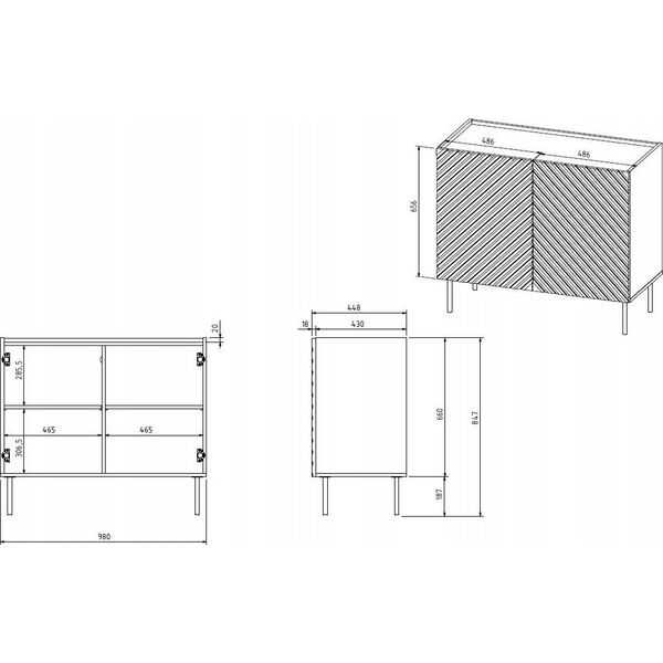 Cama Meble Komoda 2D ONDA 98x45xH85 zieleń