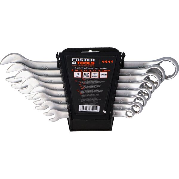 Faster Tools FASTER TOOLS Klucze płasko-oczkowe satyna zestaw 8 - 22 one size