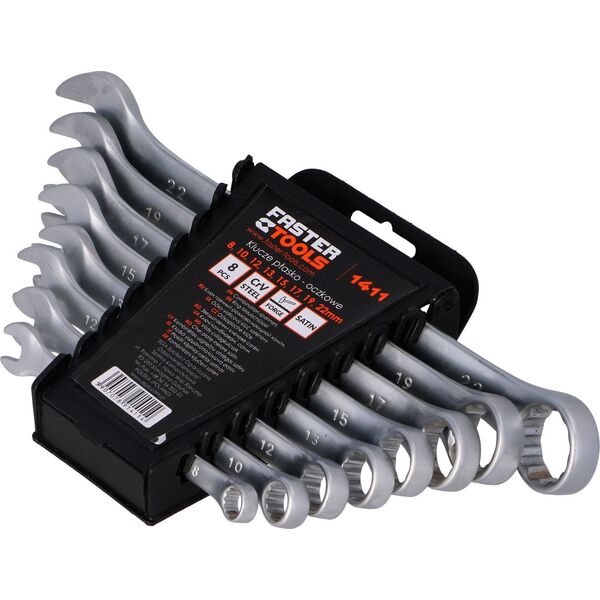 Faster Tools FASTER TOOLS Klucze płasko-oczkowe satyna zestaw 8 - 22 one size