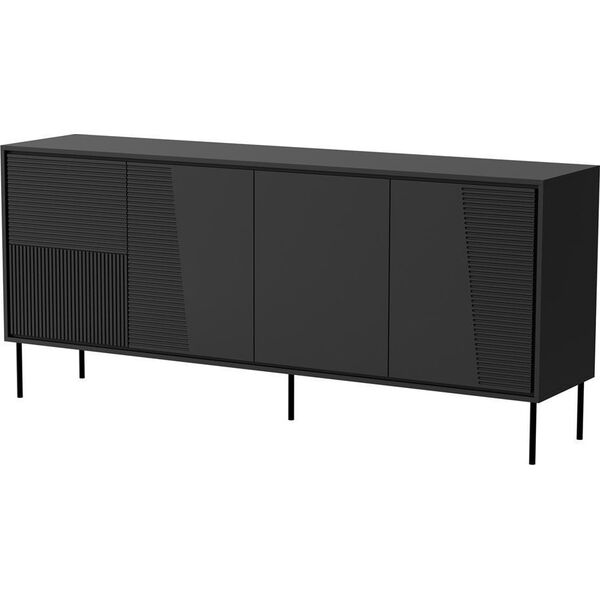 Cama Meble Komoda 4D ABI 200x45x88 czarny mat
