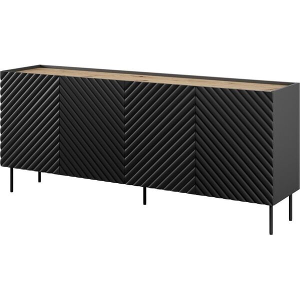 Cama Meble Komoda 4D2SZ ONDA 200x45x85 czarny