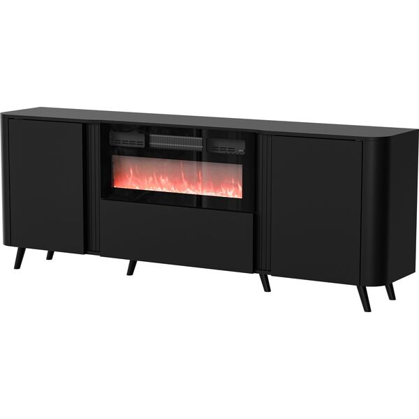 Cama Meble Komoda VOLARE 200x39x75 czarny + kominek