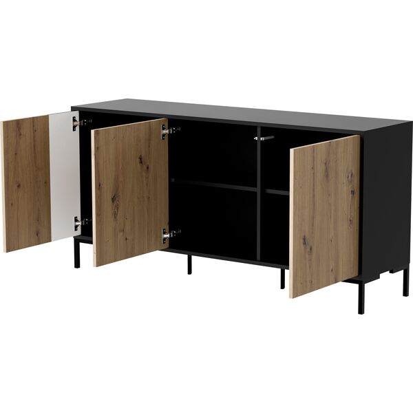 Cama Meble Komoda MERCI 151x40x74 czarny/dąb artisan