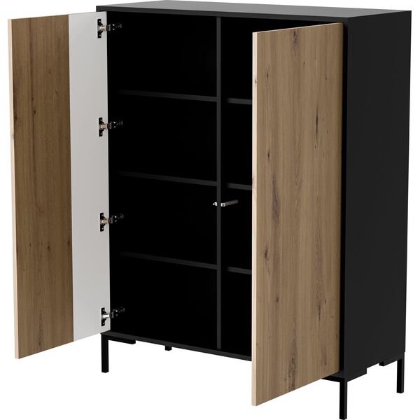 Cama Meble Komoda MERCI 100x40x129 czarny/dąb artisan