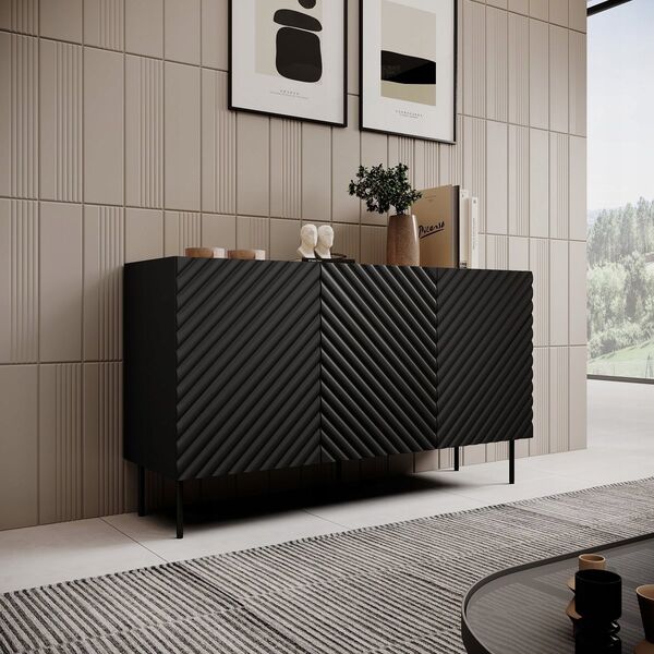 Cama Meble ML Komoda 3D2SZ ONDA 150x45x85 czarny