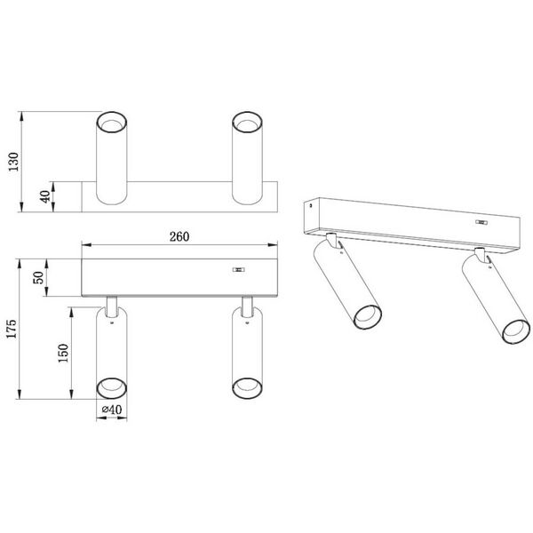 LED προβολέας TRIO AMBALA, 2x5W, 2300/3000/4000K 2x500 lm μαύρο 16.5x15x4cm