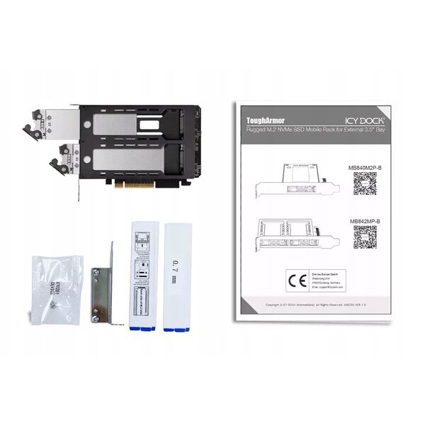 Icy Dock ToughArmor 2x M.2 NVME σε PCIe 4.0 x8 κάρτα διαχωρισμού w/tra