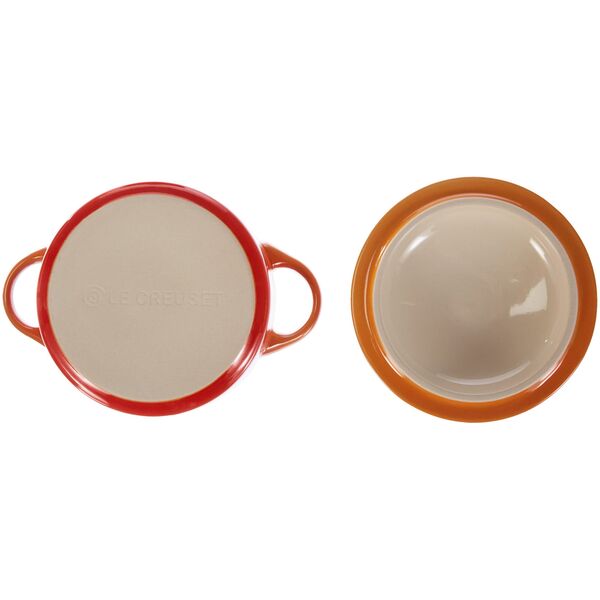 Le Creuset Stoneware Set of 4 petite Casseroles 10x5cm volcan.