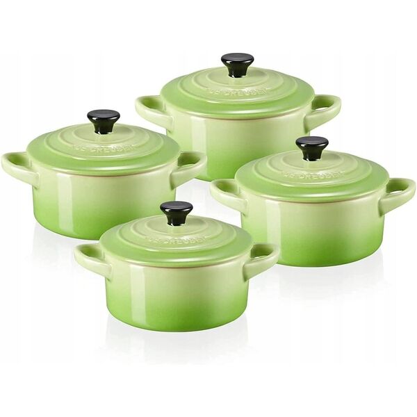 Le Creuset Stoneware Set of 4 petite Casseroles 10x5cm volcan.