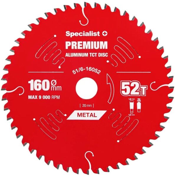 Δίσκος κοπής 160x52Tx20mm, Αλουμίνιο PREMIUM, SPECIALIST+