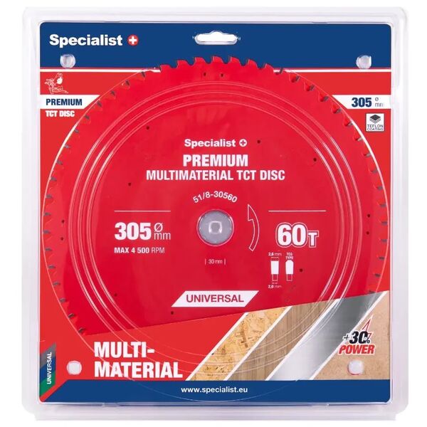 Δίσκος κοπής 305x60Tx30mm, Πολυϋλικό PREMIUM, SPECIALIST+