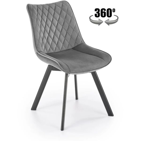 Krzesło tapicerowane K520 VELVET szare obracane HALMAR