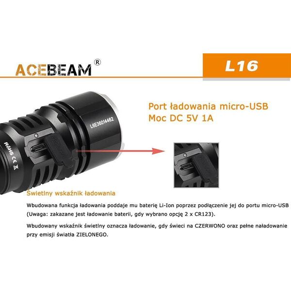 Latarka Acebeam Latarka Acebeam L16 CREE XHP35 HI LED