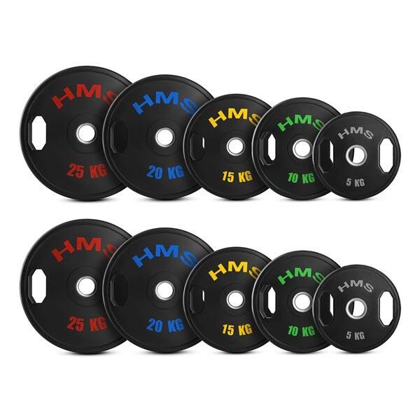 Σετ Ολυμπιακών Δίσκων Επικαλυμμένων 2 x 5 - 25 KG (150 KG) HMS