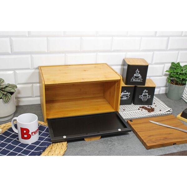 CHLEBAK BAMBUSOWY POJEMNIK NA PIECZYWO BRUNBESTE BB-4254 CZARNY