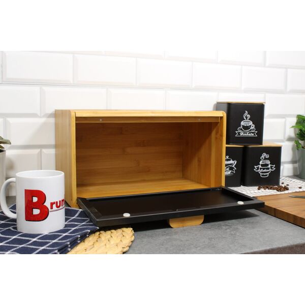 CHLEBAK BAMBUSOWY POJEMNIK NA PIECZYWO BRUNBESTE BB-4254 CZARNY