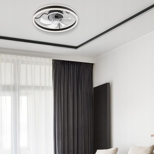 Lamkur Apollo 49915 ανεμιστήρας οροφής φωτιστικό 1x38W LED 3000K 4000 lm μαύρο