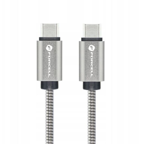 Καλώδιο USB C σε USB C FORCELL F-Energy QC4.0 PD 5A 100W E-Mark Metal 2 m C239 ασημί