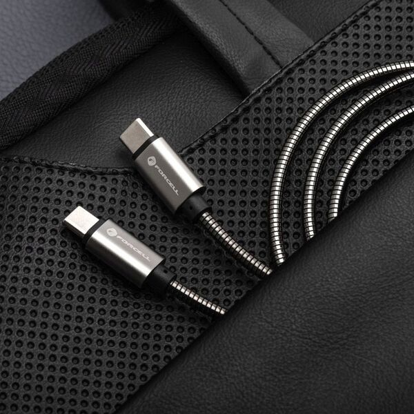 Καλώδιο USB C σε USB C FORCELL F-Energy QC4.0 PD 5A 100W E-Mark Metal 2 m C239 ασημί