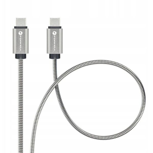 Καλώδιο USB C σε USB C FORCELL F-Energy QC4.0 PD 5A 100W E-Mark Metal 2 m C239 ασημί