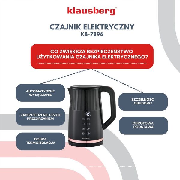 CZAJNIK ELEKTRYCZNY 1,7L KLAUSBERG KB-7896 LED REGULACJA TEMPERATURY