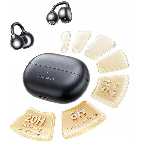 Ακουστικά Bluetooth USAMS Echo R02 Clip-on ασύρματα γκρι