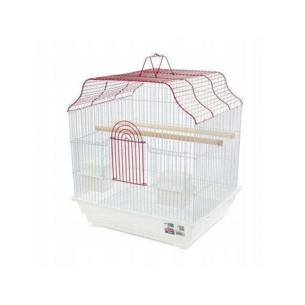 Klatka dla ptak�w, bia�o-czerwona, wym. 40.6 x 36 x 45.5cm