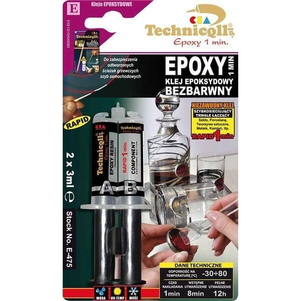 Technicqll Technicqll - Klej epoksydowy 1 min bezbarwny 2x3ml uniwersalny