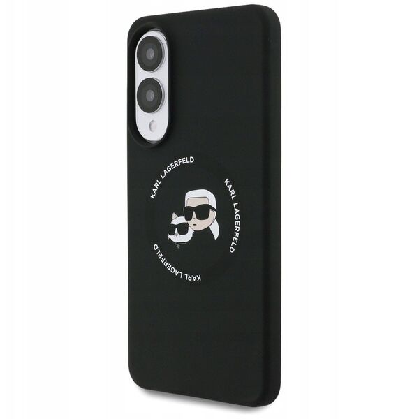 Etui Karl Lagerfeld Silicone Double Heads And Circle MagSafe do Samsung Galaxy S25 Edge czarny