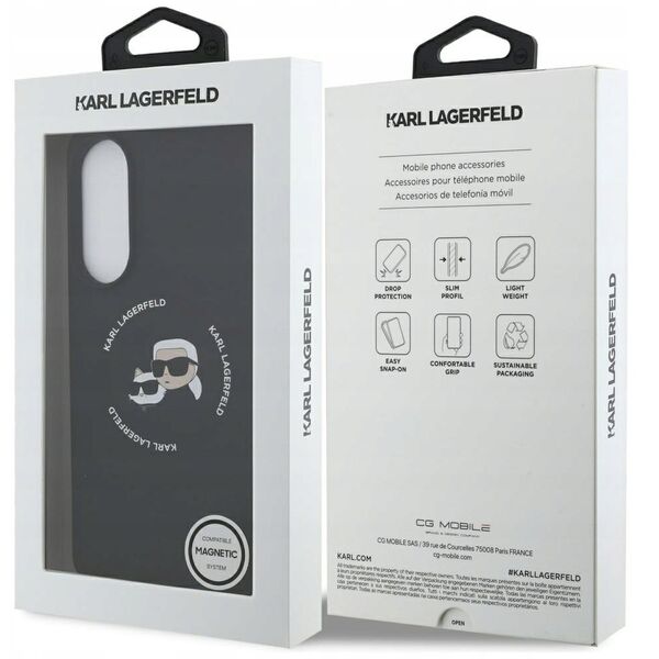 Etui Karl Lagerfeld Silicone Double Heads And Circle MagSafe do Samsung Galaxy S25 Edge czarny
