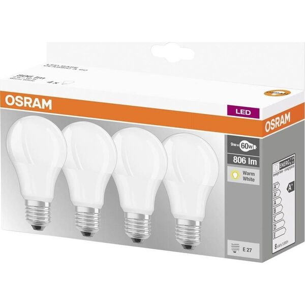 Osram Żarówka LED OSRAM, E27, 9W, 806lm, 2700K, 4 szt.