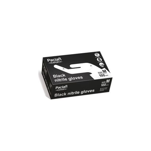 Paclan Paclan Expert Rękawiczki czarne nitrylowe roz. M 100 szt.