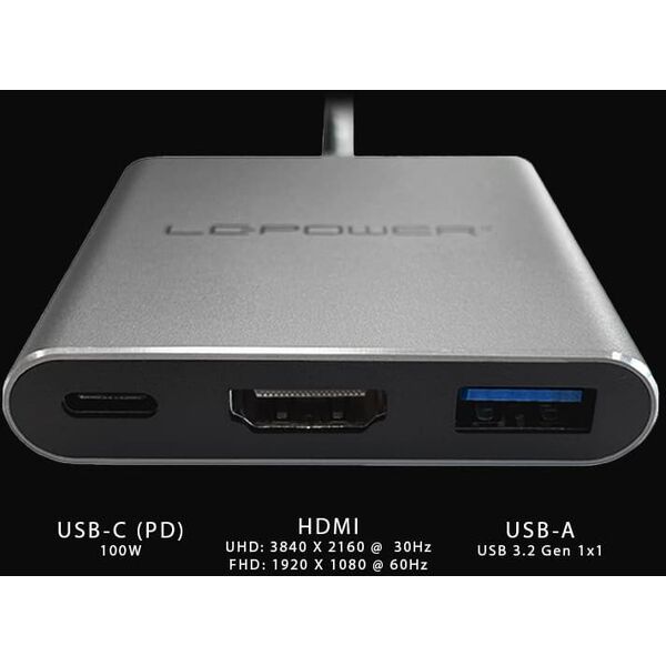 USB HUB LC-Power LC-Power LC-HUB-C-MULTI-4-V2 1xUSB3.2+HDMI+Chargeport Type C λιανική 13797771 4262443280241