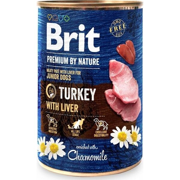 Brit Brit Premium By Nature Turkey & Liver Junior puszka 800g