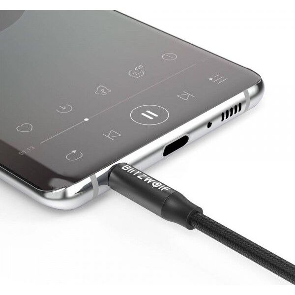 Kabel Blitzwolf Jack 3.5mm - Jack 3.5mm 1m czarny (BLZ247BLK)