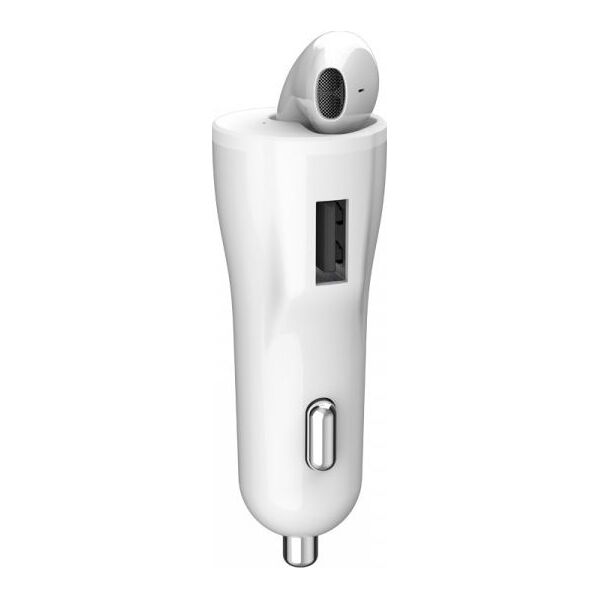 Ładowarka XO XO Ładowarka samochodowa słuchawka bluetooth CB1 biała 1USB 18W