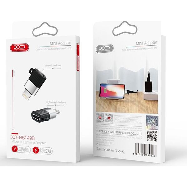 Adapter USB XO NB149 Lightning - microUSB Czarny  (8_2256894)