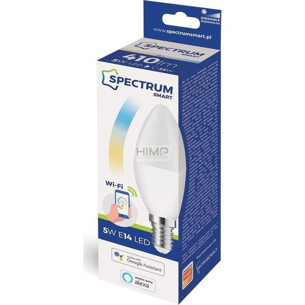 Spectrum Żarówka LED ŚWIECOWA 5W E-14 230V CCT+DIM Wi-Fi Spectrum SMART himp