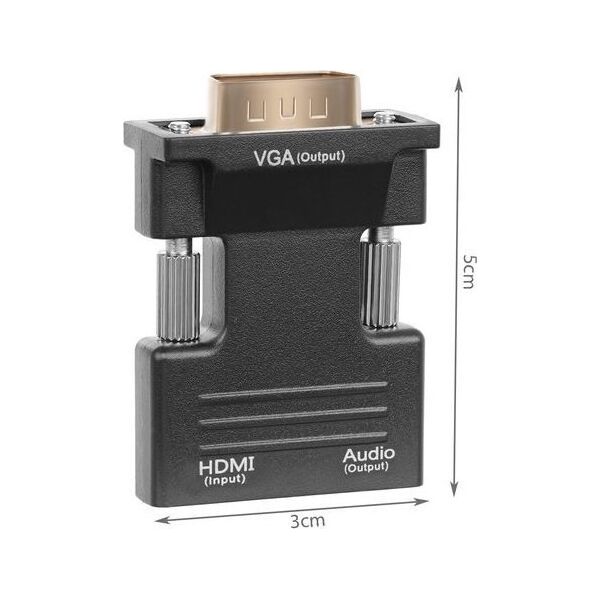 Adapter AV Iso Trade HDMI - D-Sub (VGA) + Jack 3.5mm czarny (5902802916808)