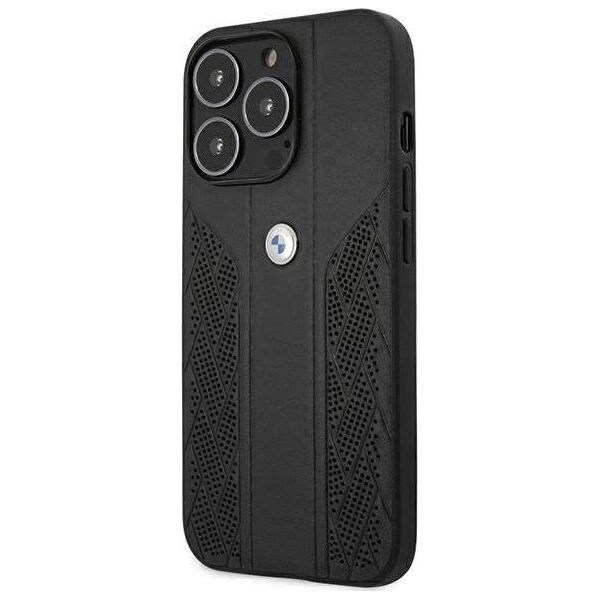 BMW Etui BMW BMHCP13LRSPPK Apple iPhone 13 Pro czarny/black hardcase Leather Curve Perforate