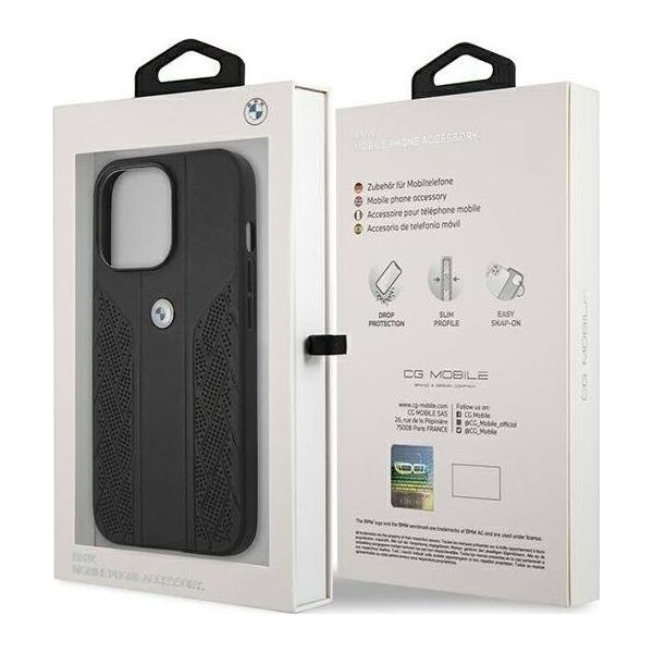 BMW Etui BMW BMHCP13LRSPPK Apple iPhone 13 Pro czarny/black hardcase Leather Curve Perforate
